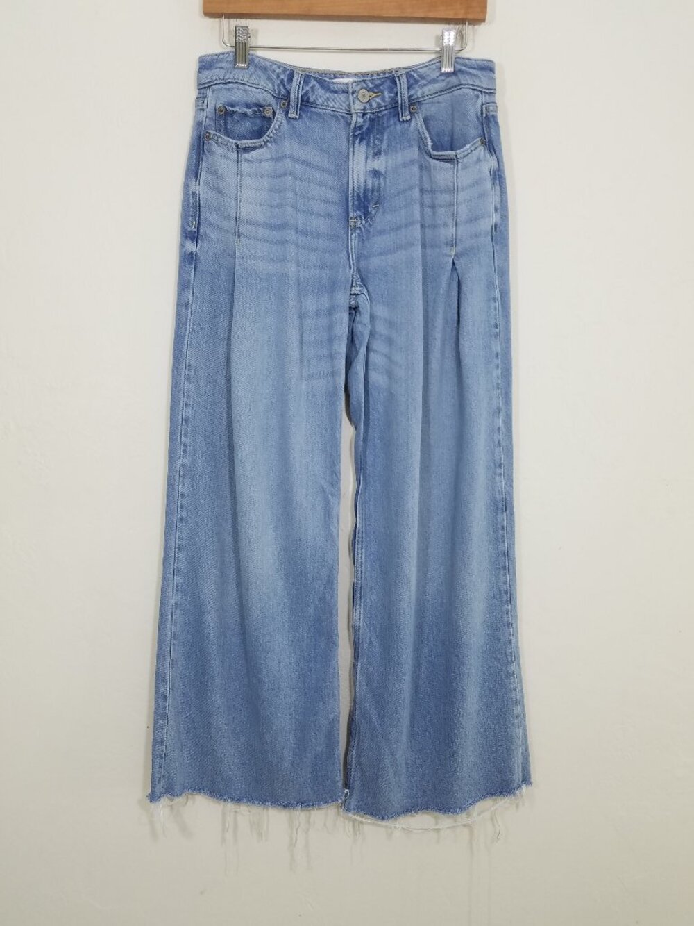 Lucky Brand PALAZZO Wide Leg Jeans Rag Hem Blue Size 4/27